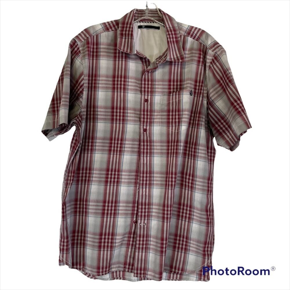 Volcom Plaid Button Down Short Sleeve Size Large - image 1